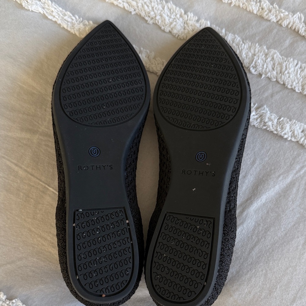 Rothy's Black Flats with Blue Trim - Picture 3 of 4
